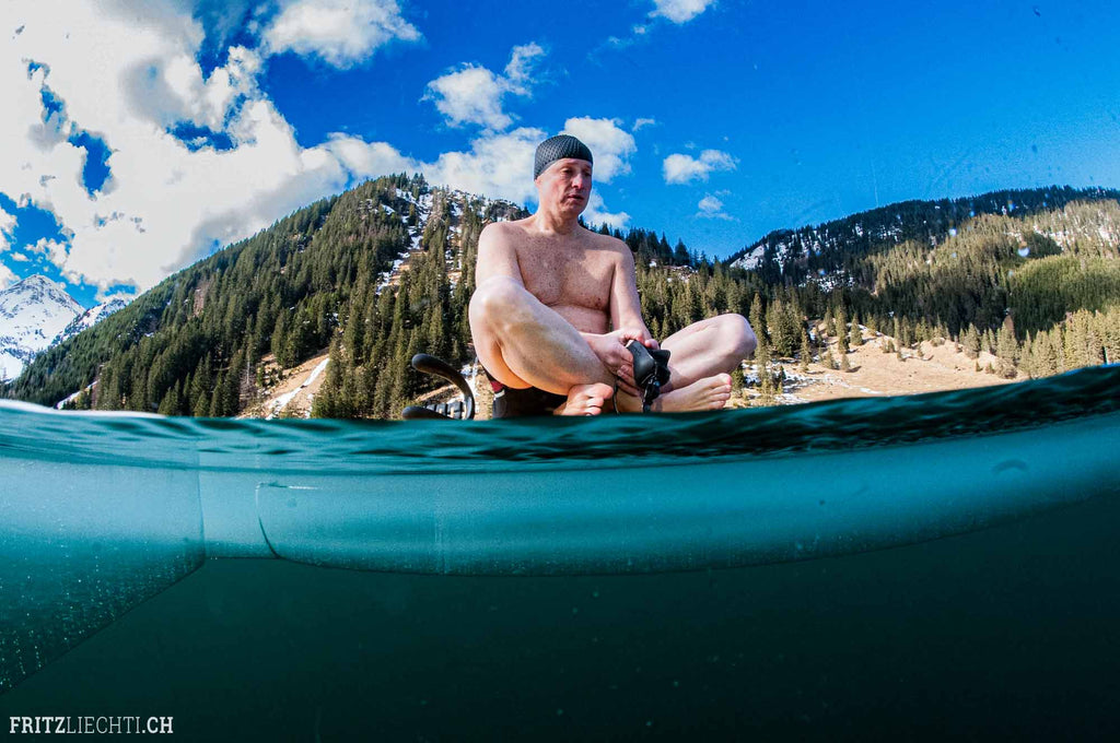 Peter Colat preparation for swim under ice world record copyright Michael Gmuer