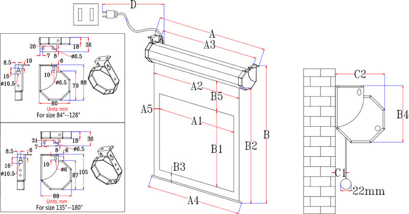 Elite Spectrum Motorised Projector Screen Specifications