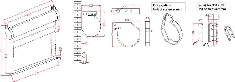 Elite VMAX Tab Tensioned Motorised Screen Diagram