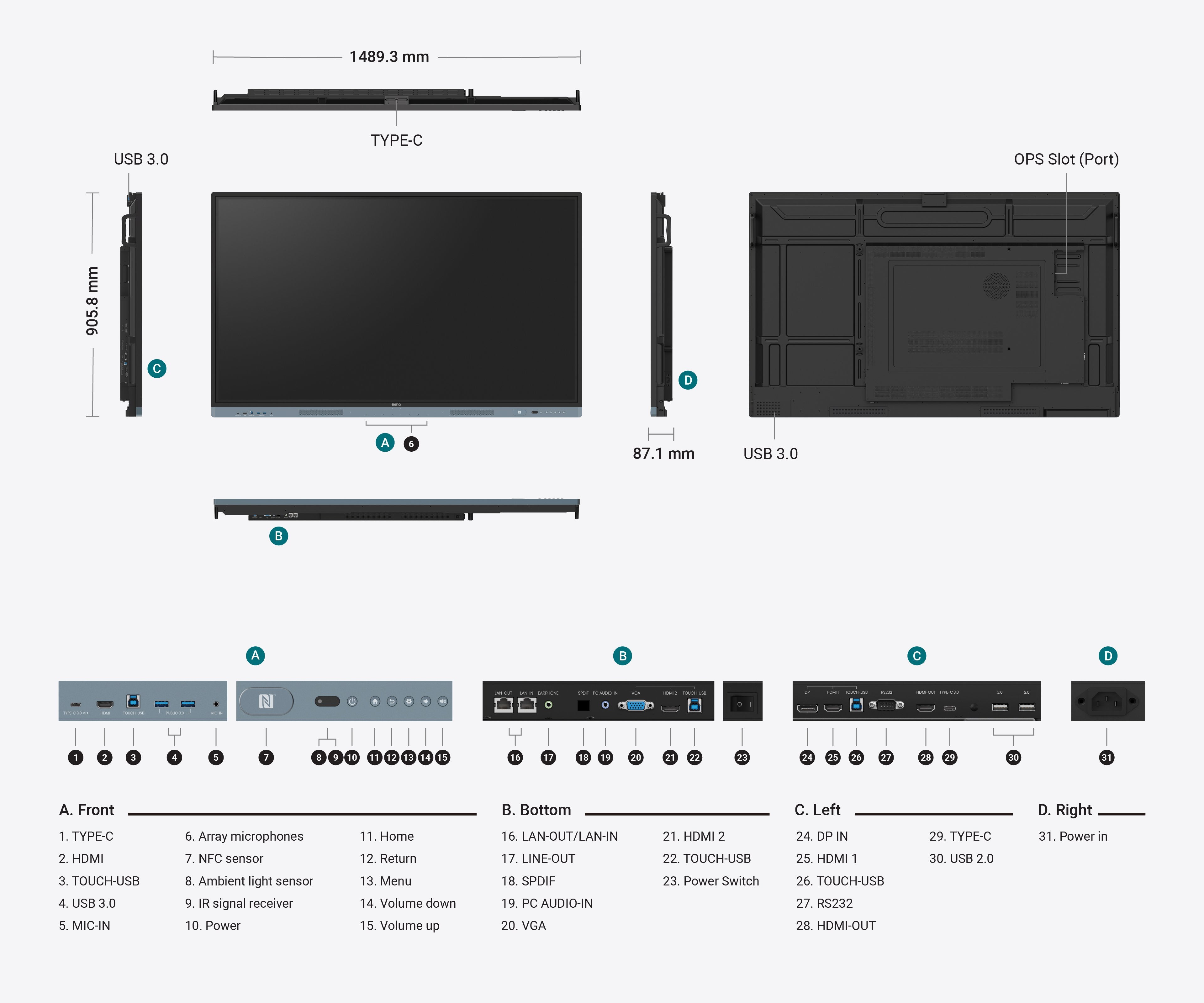 BenQ RM6504 dimensions