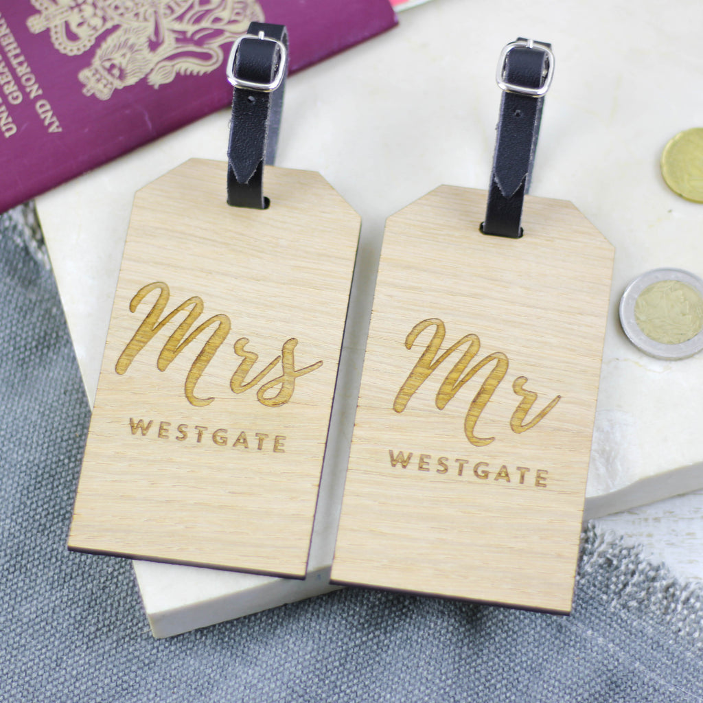 personalised mr and mrs luggage tags