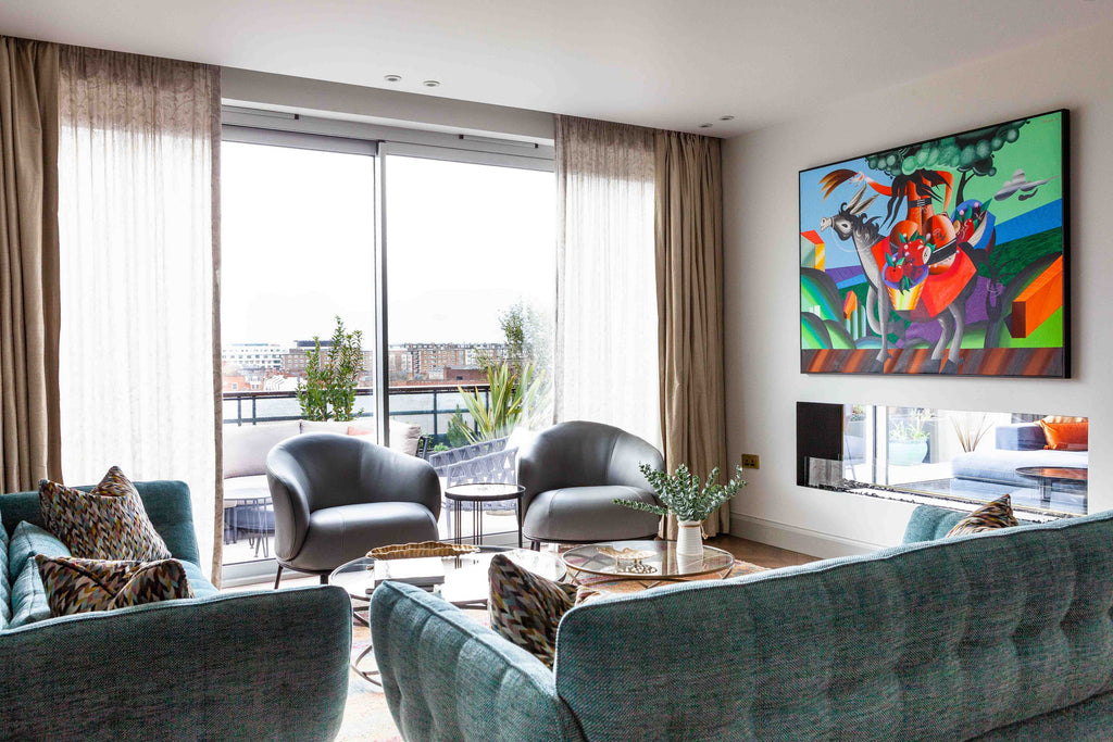 Living area with view on balcony