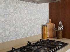 Mosaic tiled backsplash in the kitchen