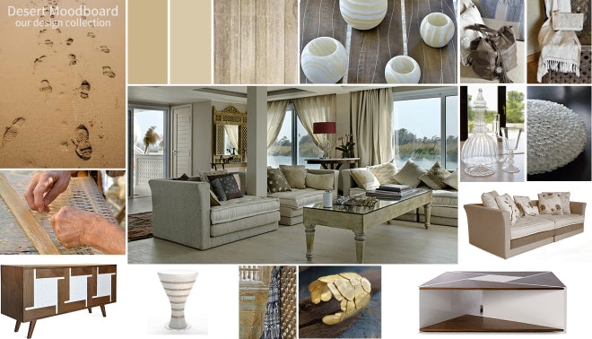 Hedayet's Desert Moodboard can be viewed at Jam Space for inspiration for soft colour palettes and natural materials.
