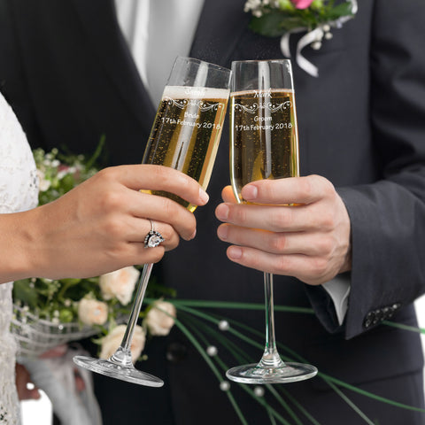 Bride & Groom Personalised Wedding toast glasses