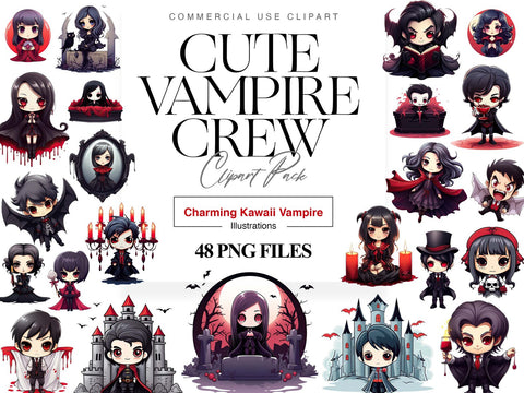 Cute Vampire Crew with 48 PNG Files