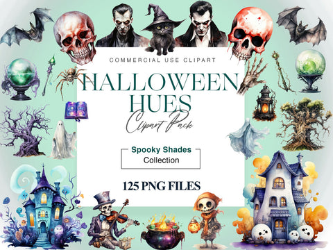 Halloween Hues Clipart Pack with 125 PNG Files