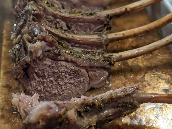 sliced rack of grassfed lamb