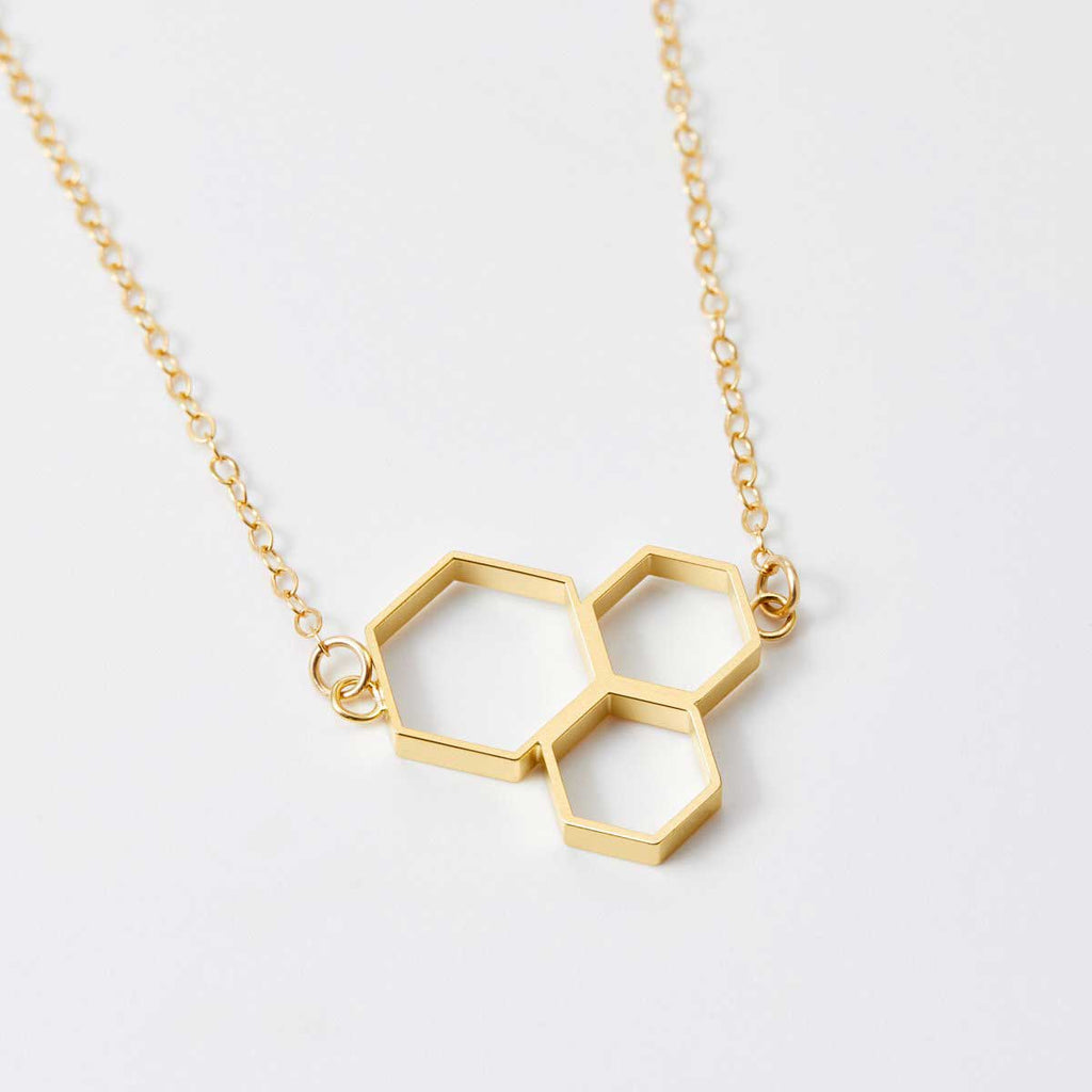 Triple Honeycomb Necklace – Beehive 