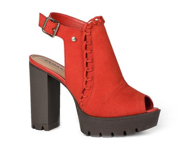 Red Platform Mule Sandals | Block Heels 