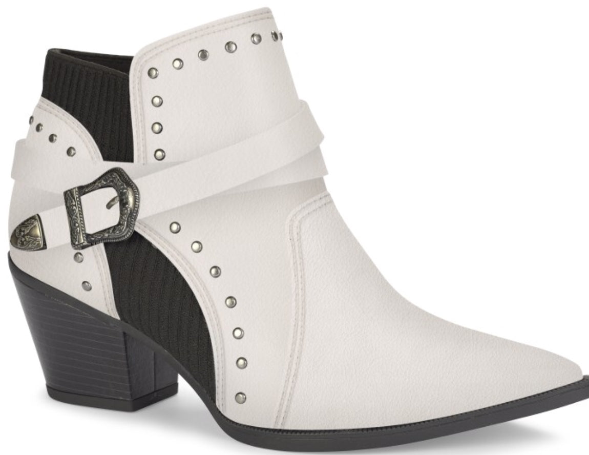 low heel white ankle boots