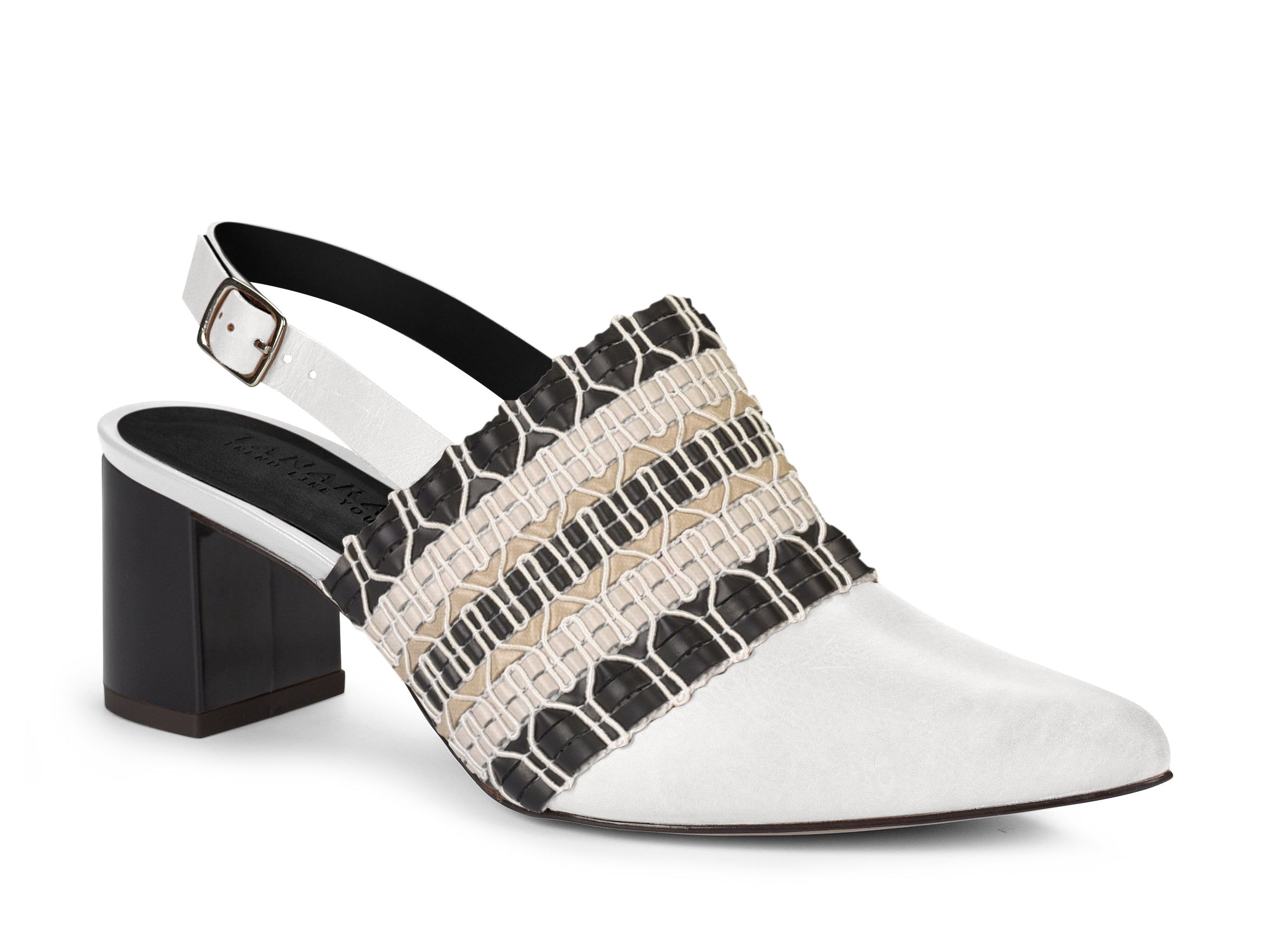 white slingback mules