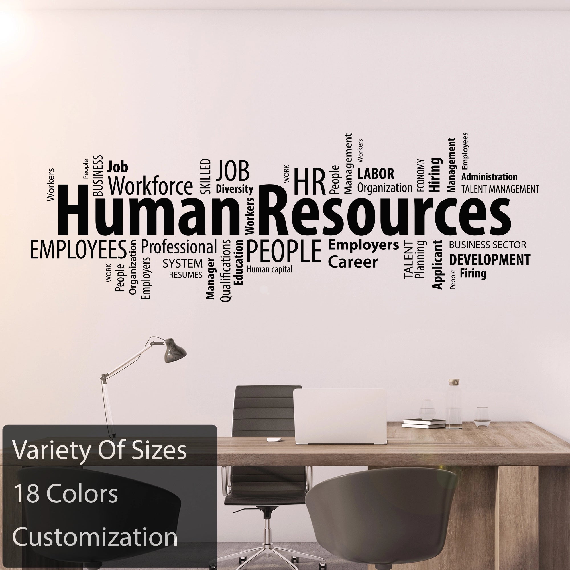 Vinyl Wall Decal Human Resources HR Words Cloud Management Office Stickers Mural (ig6223)