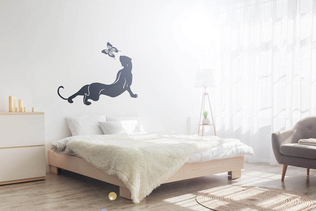 Scandinavian bedroom decal panther