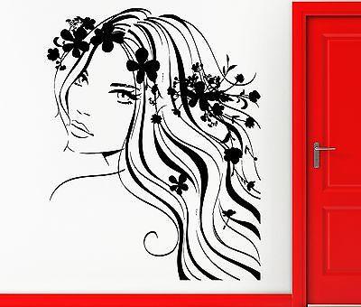 Wall Stickers Vinyl Decal Hot Beautiful Girl With Flower In Hair Decor Unique Gift (z2369)