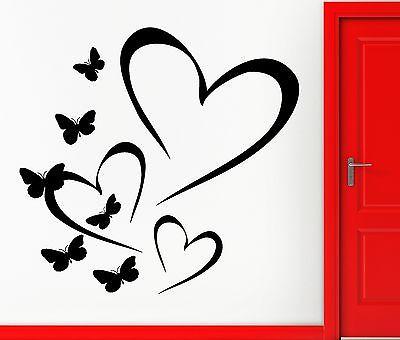 Wall Sticker Vinyl Decal Heart And Butterfly Love Romantic Decor Bedroom Unique Gift (z1111) - Wallstickers4you