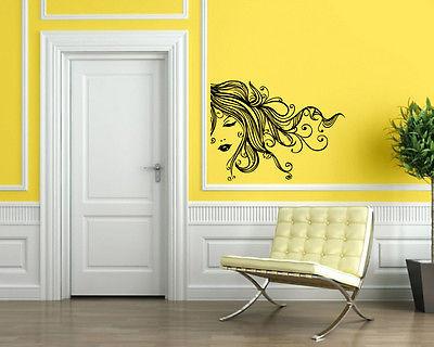 Wall Stickers Vinyl Decal Pretty Girl Full Lips Long Curly Swirly Hair —  Wallstickers4you