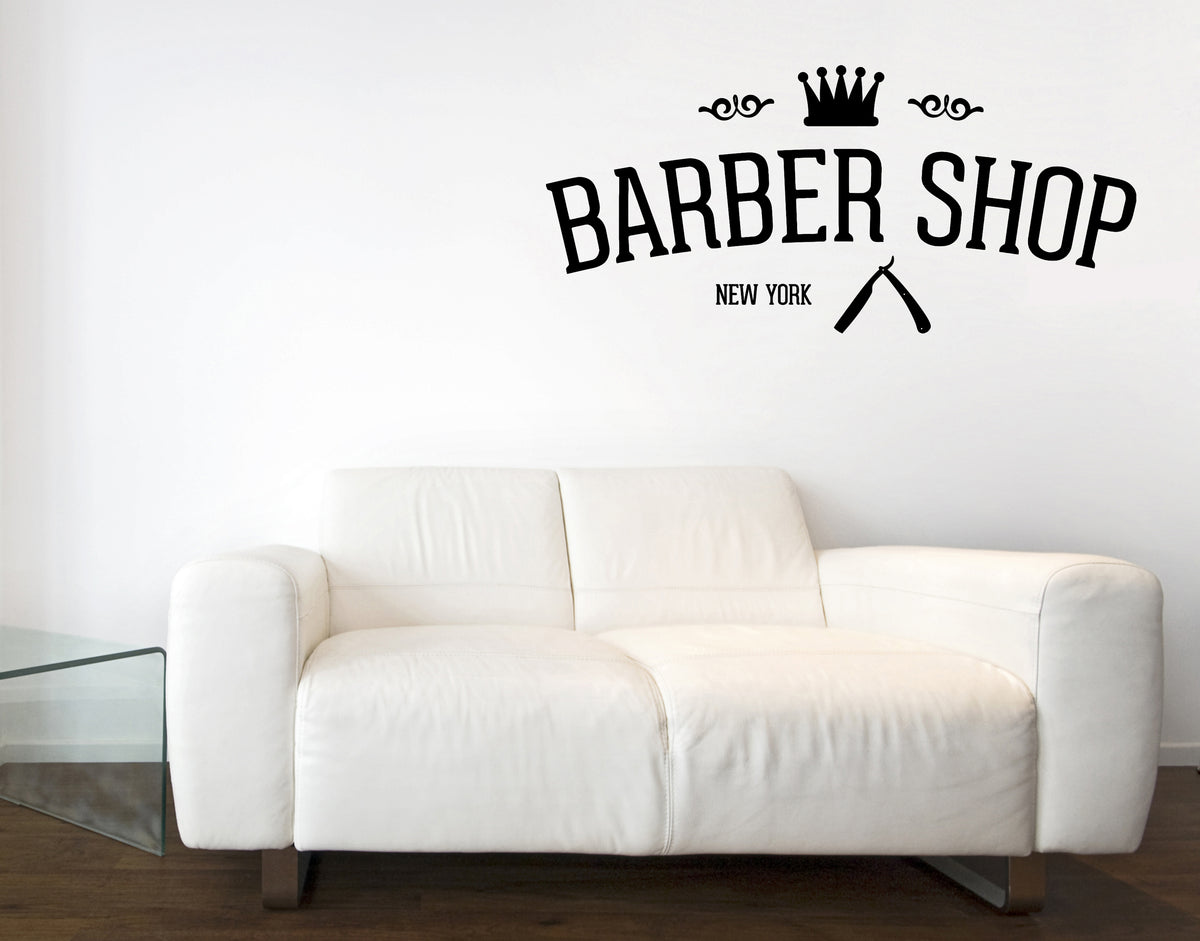 Wall Vinyl Decal Sticker Barber Gentlemens Salon Moustache Haircut Sha — Wallstickers4you 