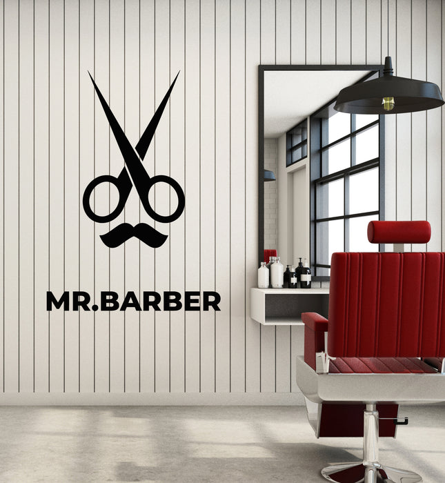 Vinyl Wall Decal Mr.Barber Barbershop 