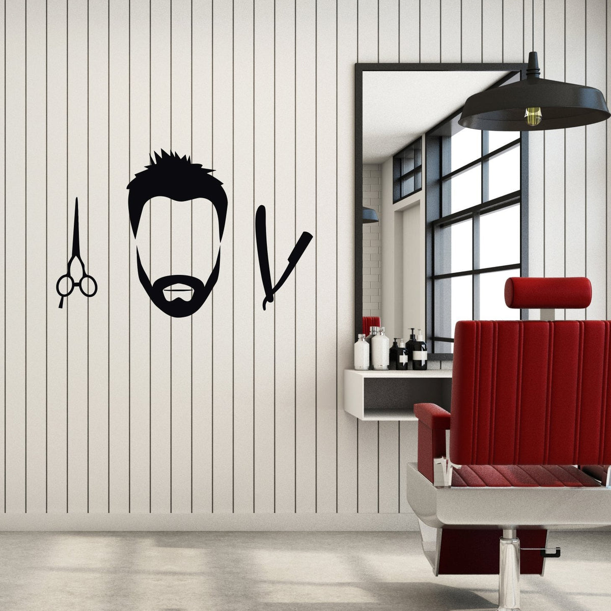 Vinyl Wall Decal Barbershop Hair Salon Barber Decor Interior Stickers — Wallstickers4you 