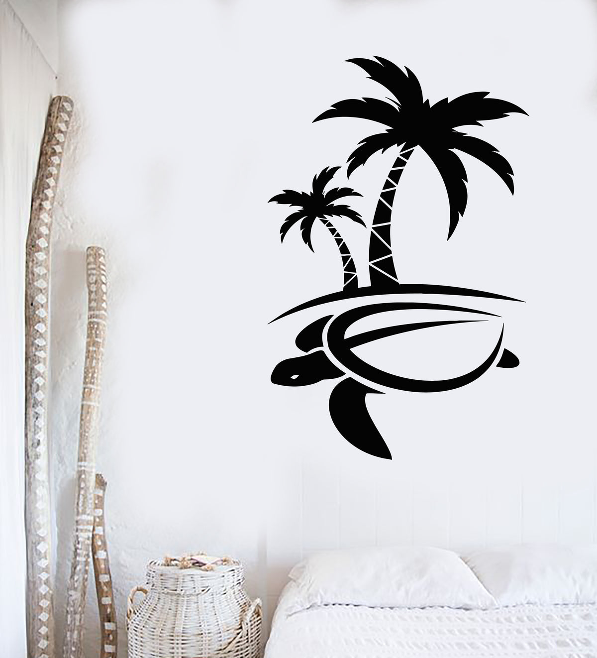 Vinyl Wall Decal Palm Island Beach 