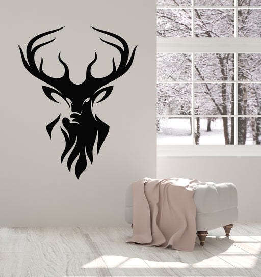 Vinyl Wall Decal Hunting Hobby Animal Deer Head Horns Stickers