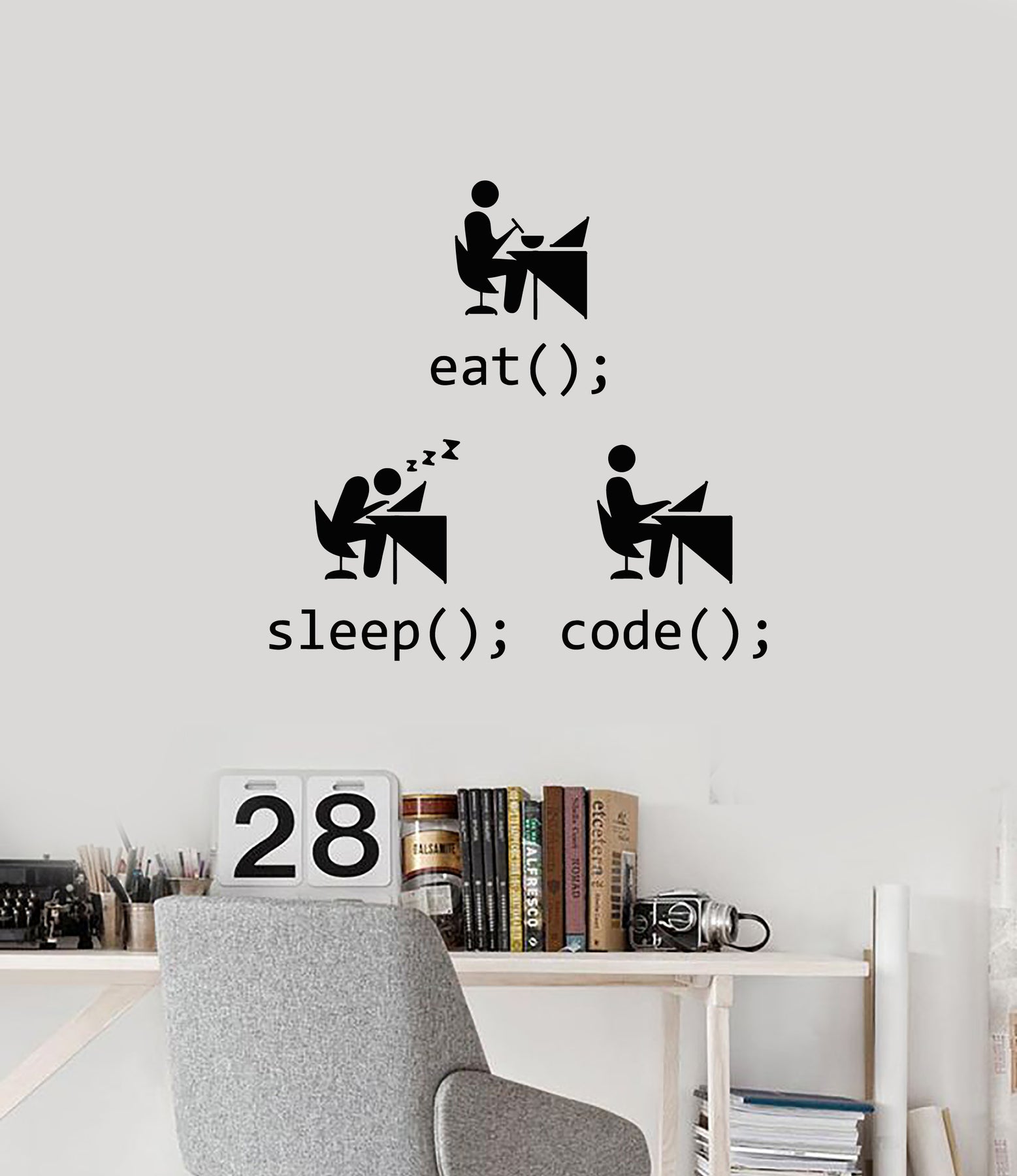 Vinyl Wall Decal Eat Sleep Code Table Work Repeat Office Decor Sticker Wallstickers4you