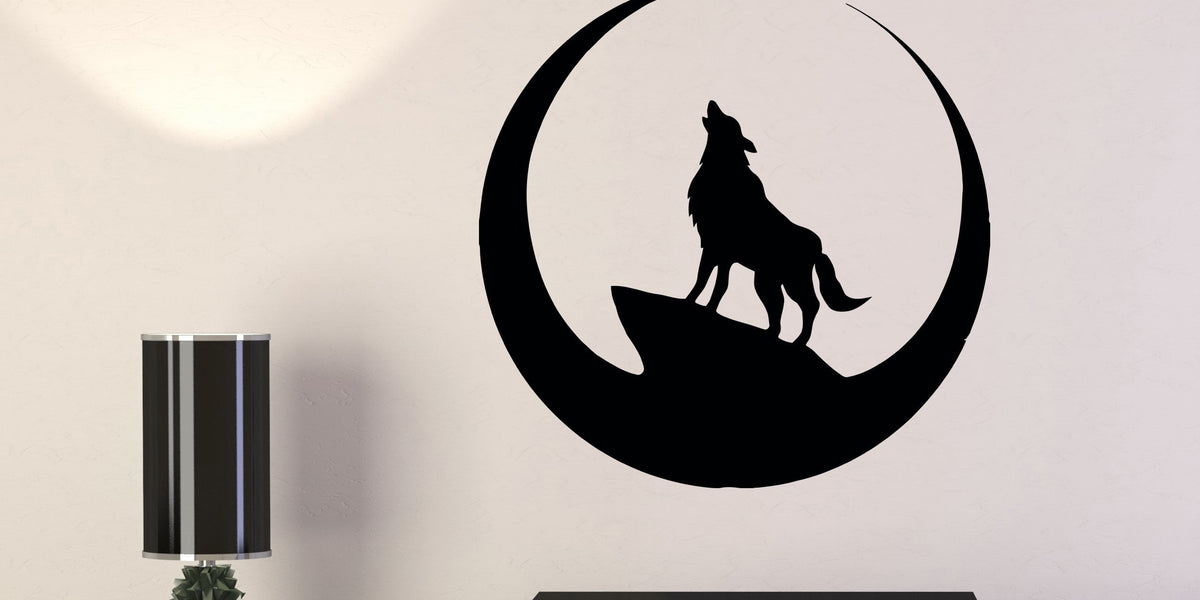 Wall Decal Wolf Full Moon Night Animal Vinyl Sticker (ed935 ...