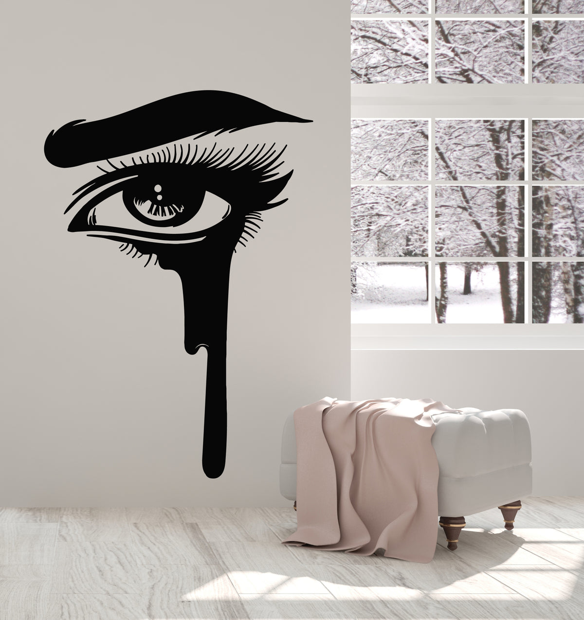 Vinyl Wall Decal Makeup Beauty Salon Woman Eye Mascara Stickers Mural — Wallstickers4you 
