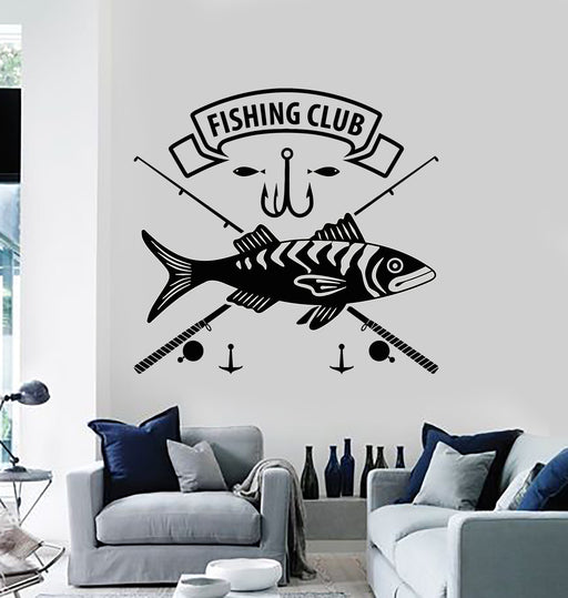 Fish Fishing Decal Sticker Wall Vinyl Art Home Room Decor Living Room  Bedroom Ocean Beach Water Fisherman Boat Lake River Nautical