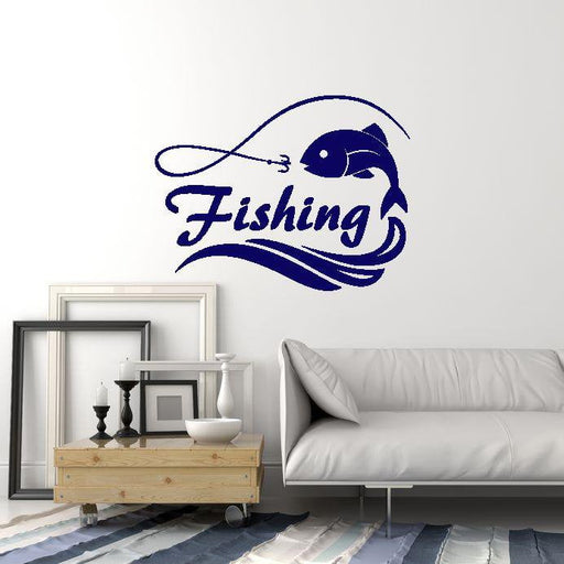 Vinyl Wall Decal Fishing Fisherman Hobby Fish Boat Stickers Unique