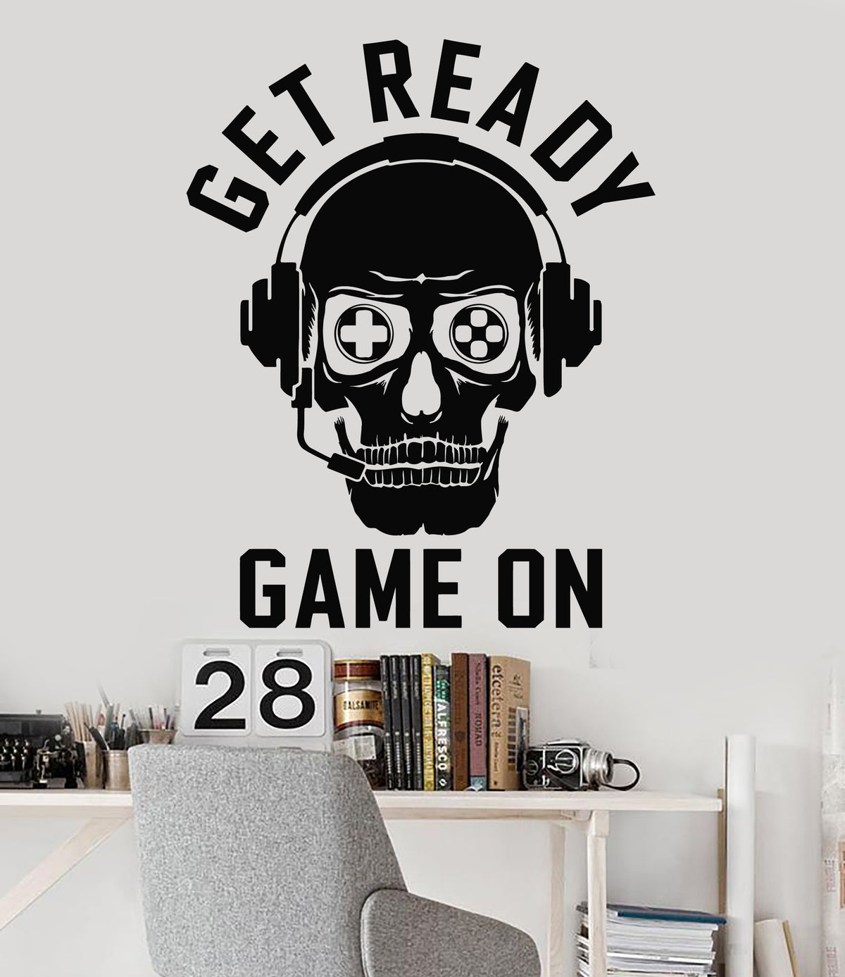 Vinyl Wall Decal Skull Gamer Player 