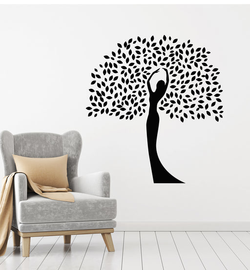 Vinyl Wall Decal Girl Figure Silhouette Tree Branch Nature Stickers Mu —  Wallstickers4you