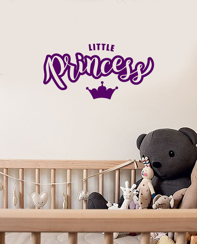 Vinyl Wall Decal Little Princess Crown Bedroom Nursery Kids Girl Room Stickers Mural Ig6074