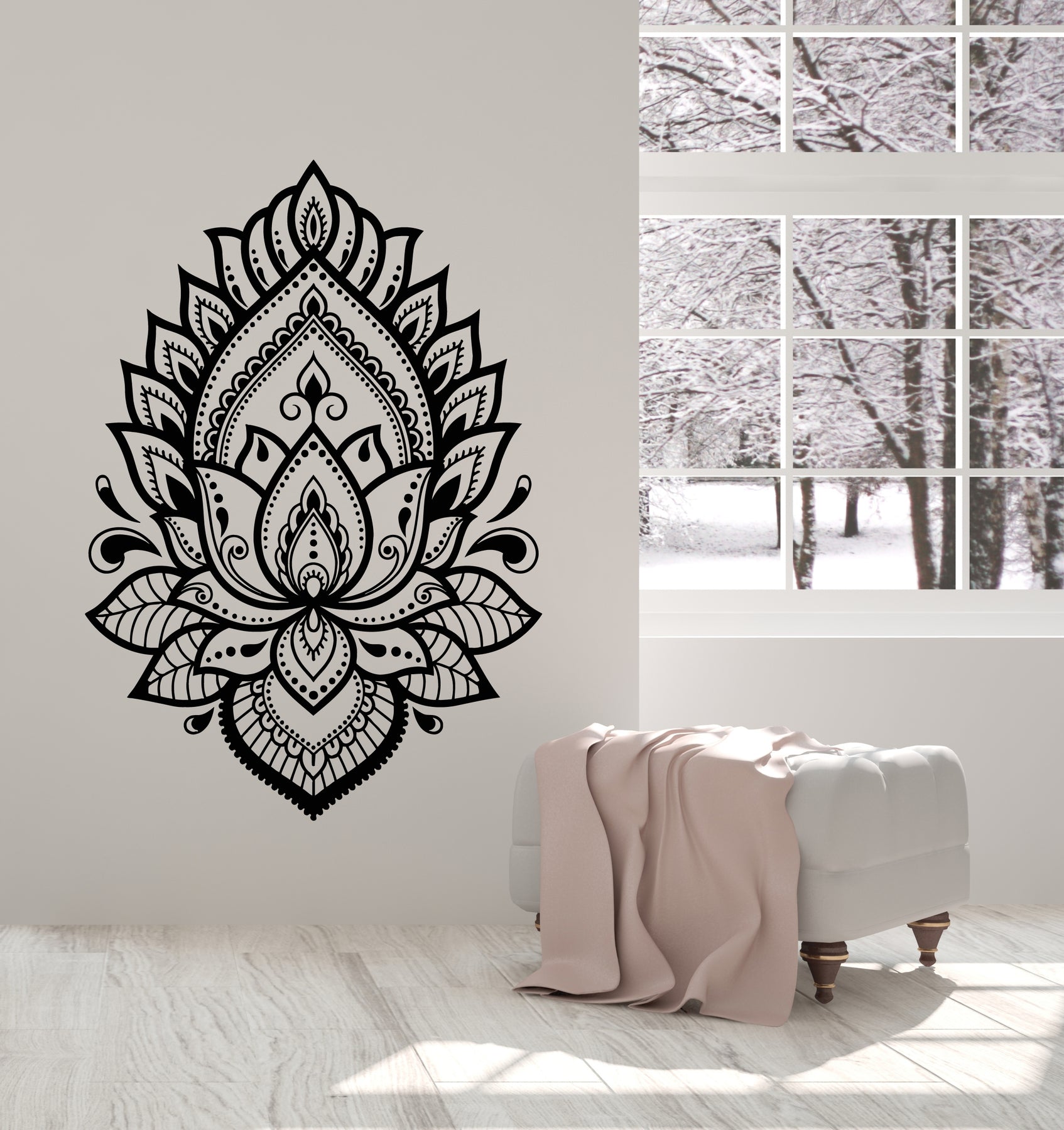 Vinyl Wall Decal Mandala Lotus Flower 