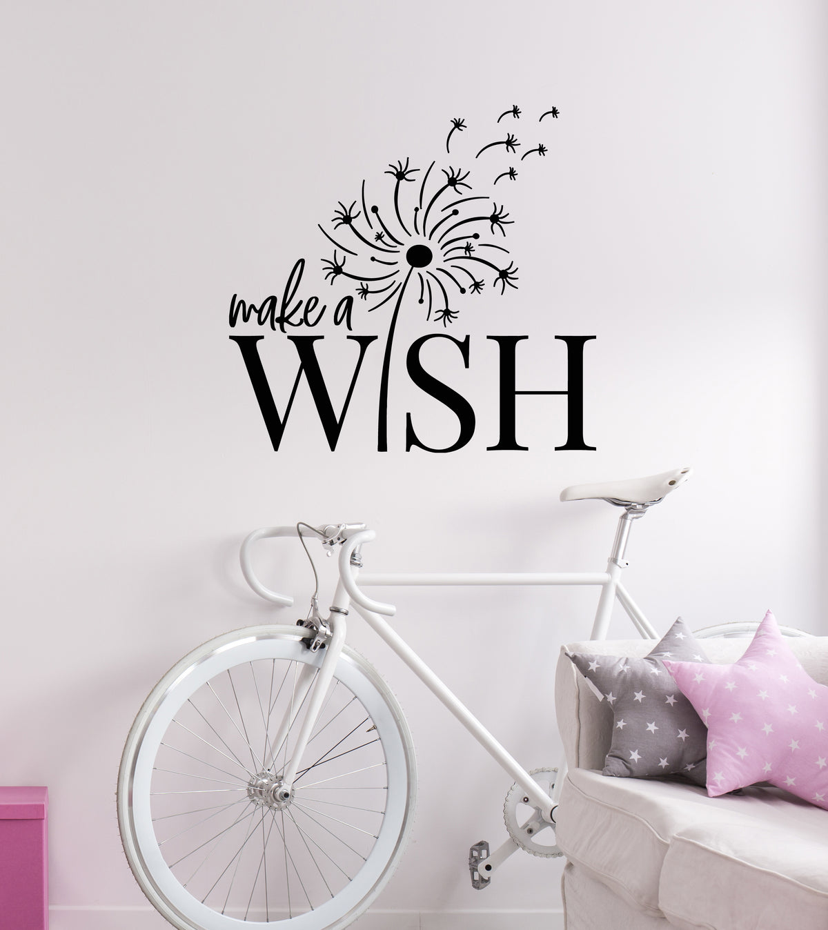 Vinyl Wall Decal Inspire Phrase Make A Wish Dandelions Flowers Sticker — Wallstickers4you 