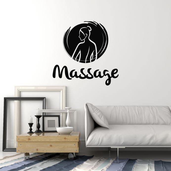 Vinyl Wall Decal Massage Word Room Spa Salon Relaxing Woman Interior A — Wallstickers4you 