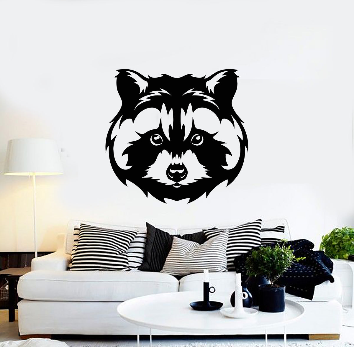 Vinyl Wall Decal Cute Raccoon Head Rodent Animal Kids Room Stickers Mu ...