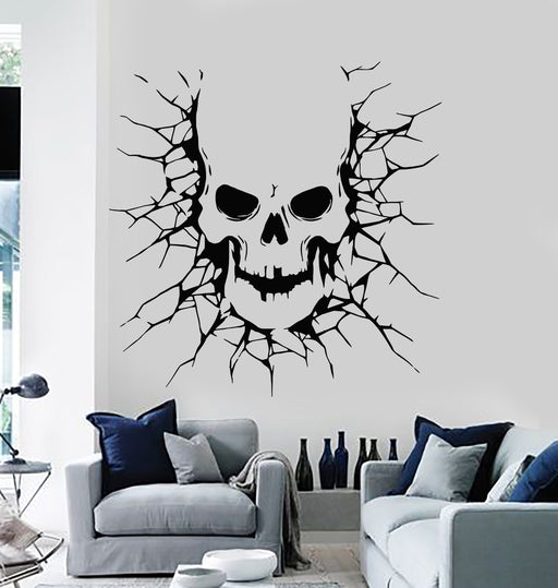 Monster Looking Through Cracked Wall Vinyl Wall Decal Sticker. #OS_DC797