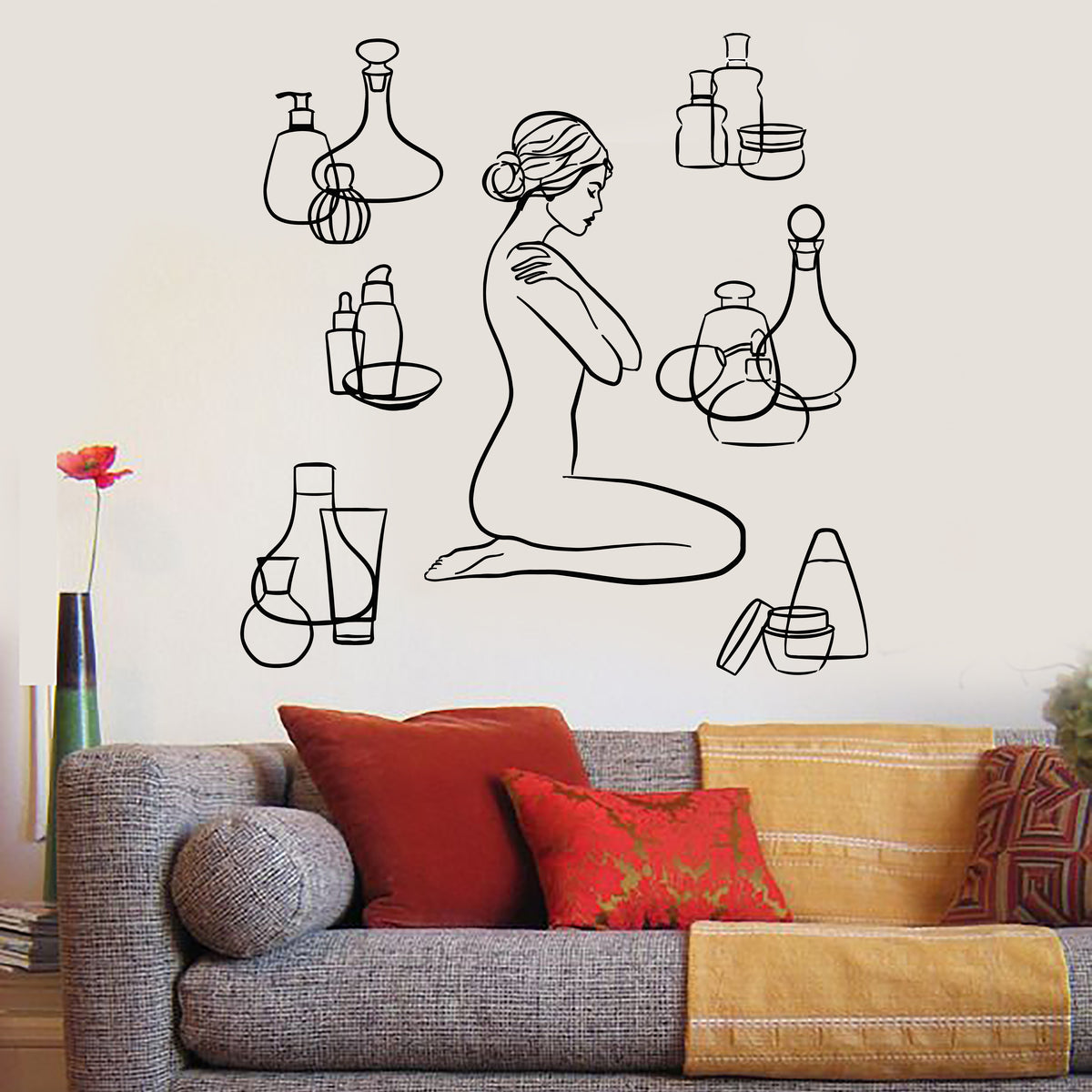 Vinyl Wall Decal Spa Health Beautiful Girl Massage Therapy Relax Stick — Wallstickers4you 