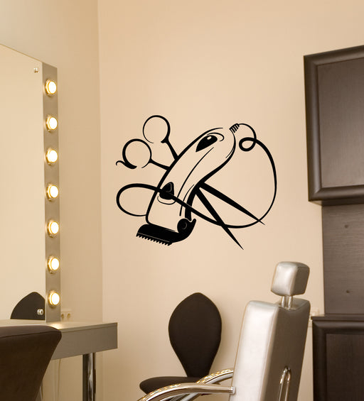 Vinyl Decal Beauty Salon Decor Hair Stylist Tools Barber Style Wall St —  Wallstickers4you