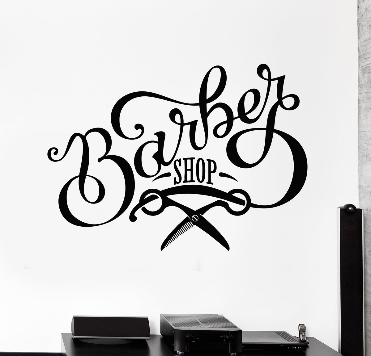 Vinyl Wall Decal Barbershop Scissors Signboard Beauty Hair Salon Stick — Wallstickers4you 