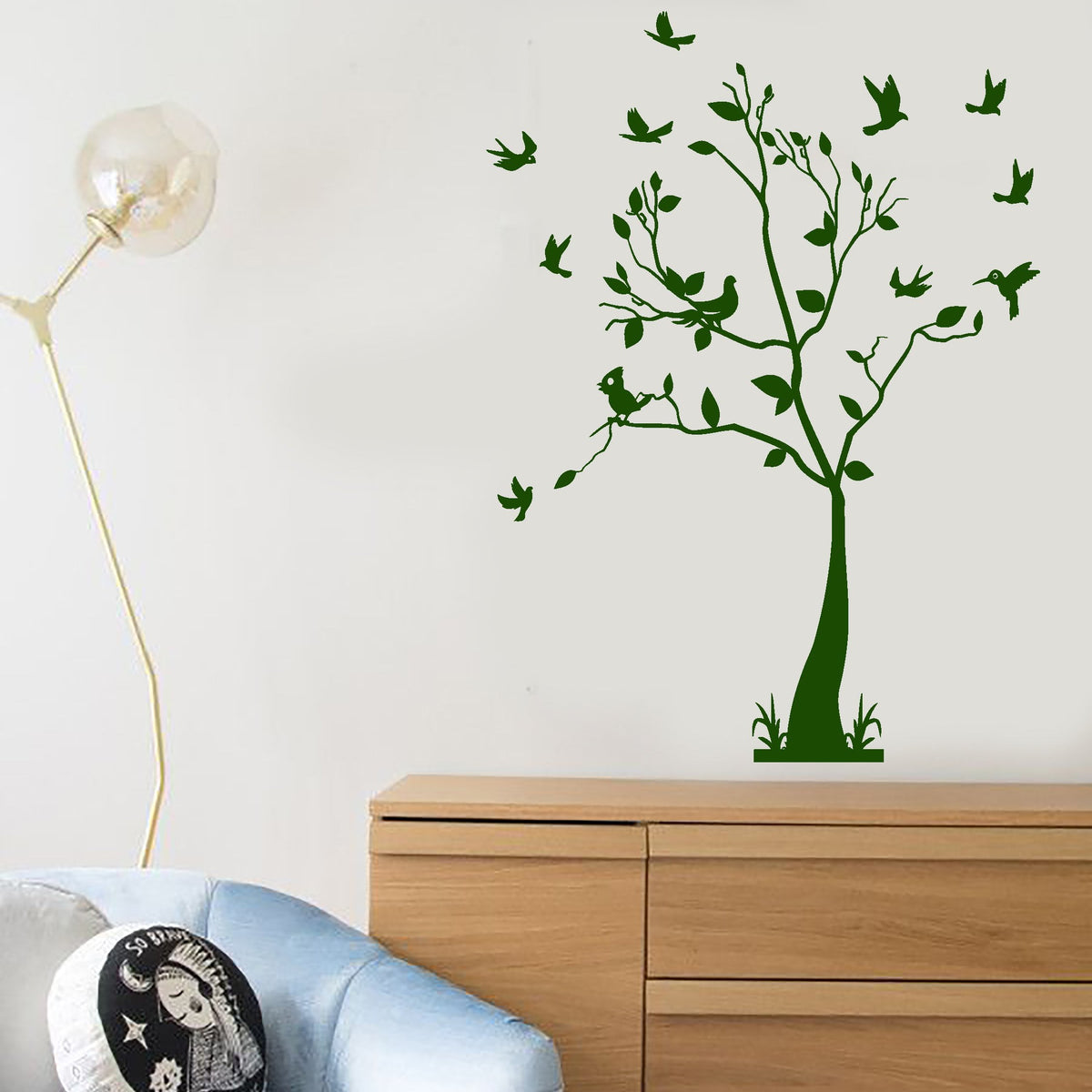 Vinyl Wall Decal Beautiful Tree Bird Branch Nature Style Nursery Stick — Wallstickers4you 