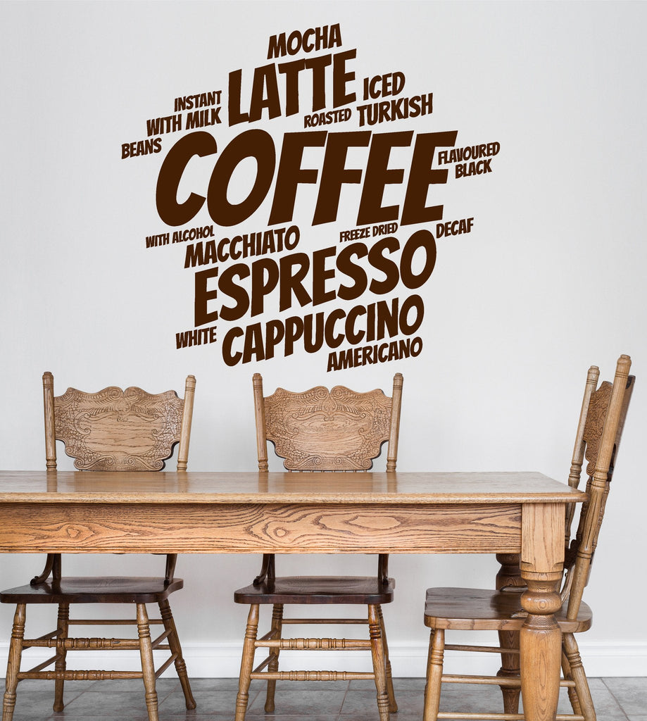 Vinyl Wall Decal Coffee Shop Decoration Words Kitchen Cafe