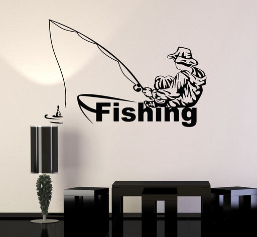 Vinyl Wall Decal Fish Fishing Rod Hobby Fisherman Stickers Murals Uniq —  Wallstickers4you
