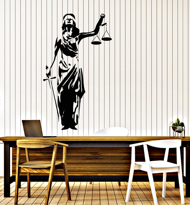 Vinyl Wall Decal Lady Justice Themis Court Of Justice Law Office Decor —  Wallstickers4you