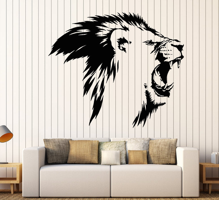 Vinyl Wall Decal Lion King Head Roar Fangs Predator African Animal Sti ...