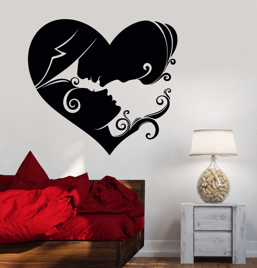 Vinyl Wall Decal Heart Loving Couple Bedroom Art Love Stickers Unique — Wallstickers4you 