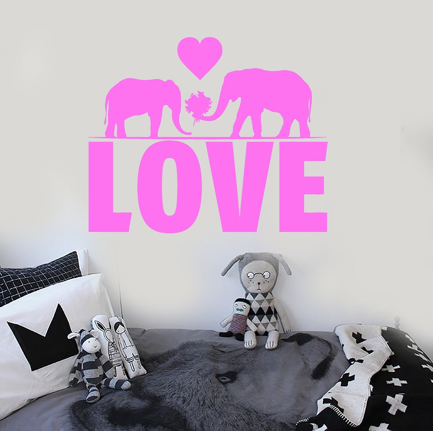 Vinyl Wall Decal Love Elephants Romantic Room Decor Stickers Unique Gift Ig4280