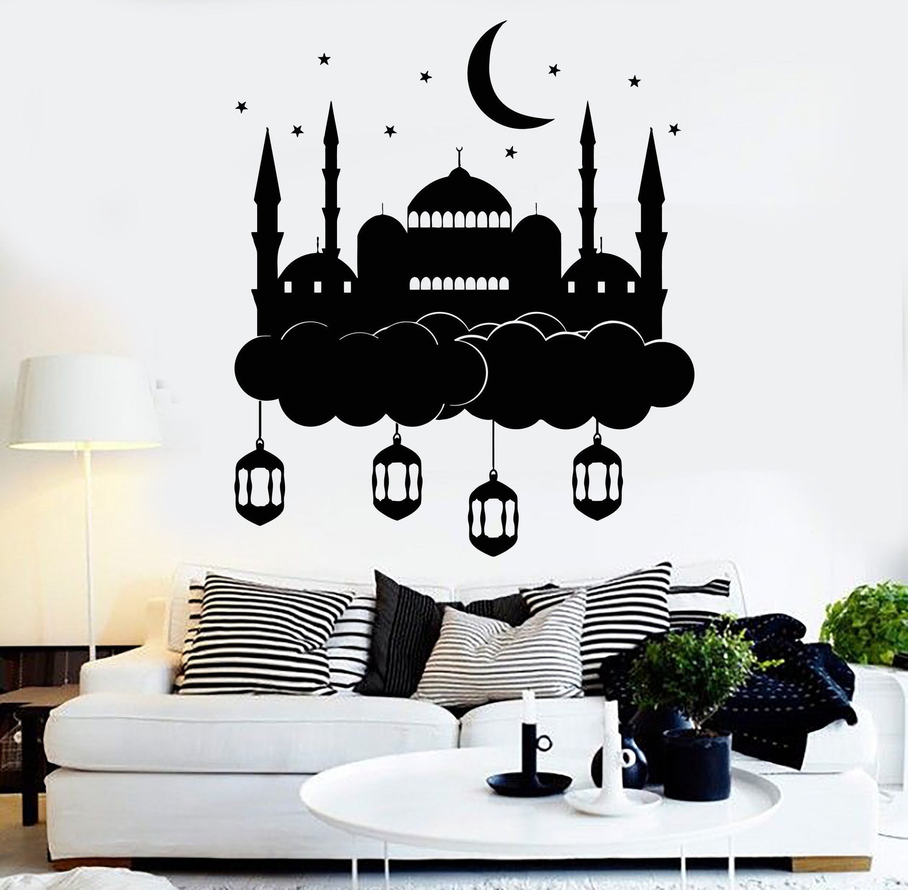 Vinyl Wall Decal Mosque Clouds Islamic Muslim  Arabic 